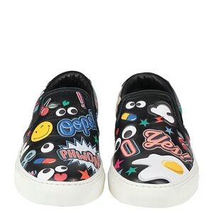 Anya Hindmarch Black Graphic Slip-On Sneakers